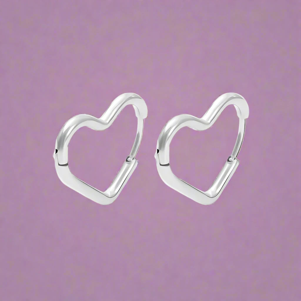 Boucles Créoles d'Oreilles Coeur Or Femme argent