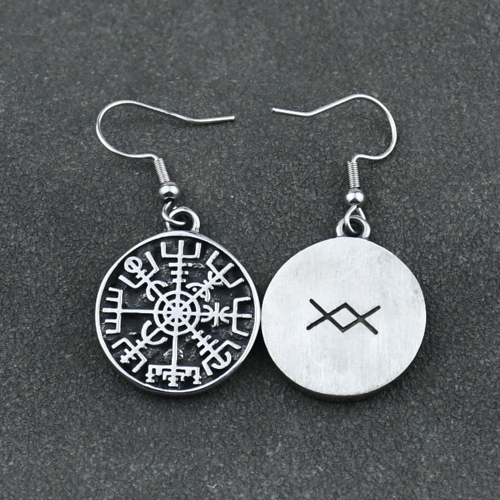 Boucles d'Oreilles Pendantes Boussole Vegvisir Viking