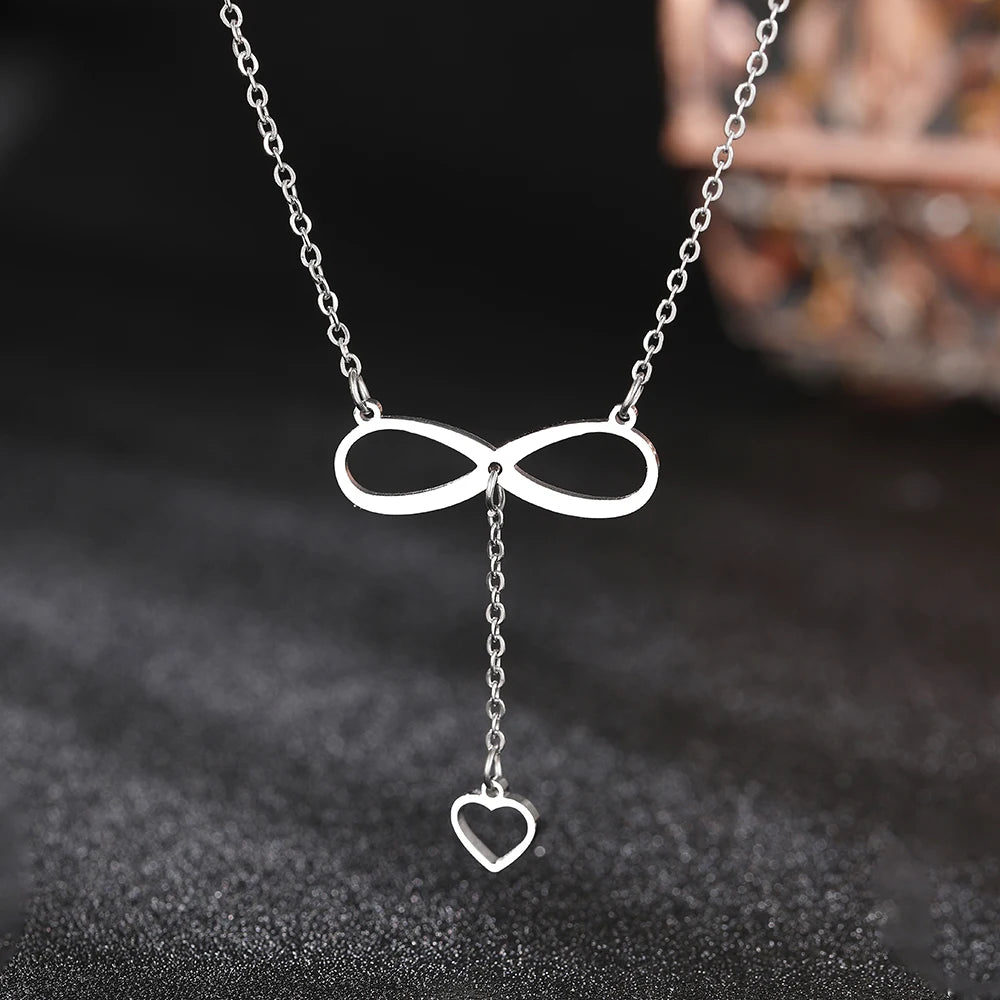 Collier Pendentif Infini et Coeur argent