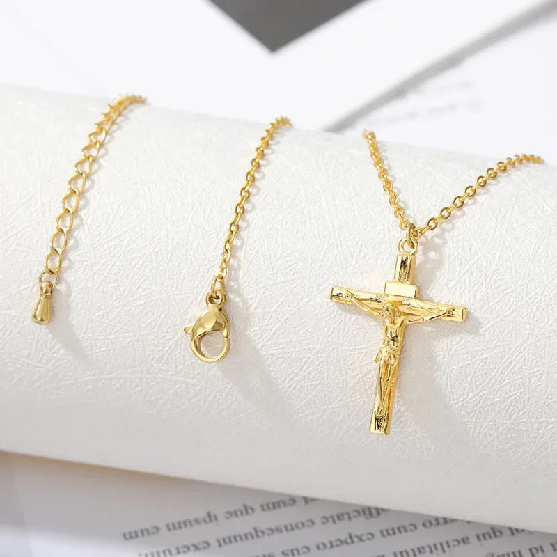 Ketting met Kruis Hanger Jezus Christus Goud en Zilver