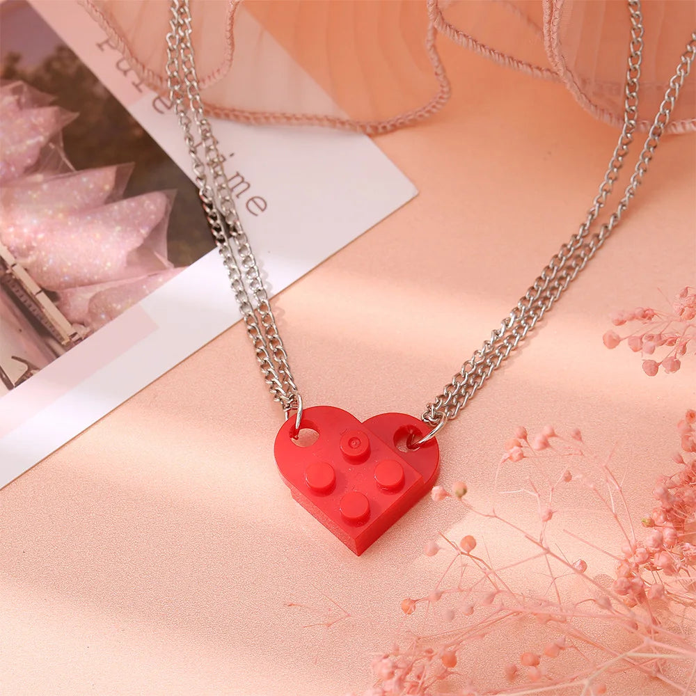 Colliers pour Couples d'Amis Pendentif Coeur Fashion rouge