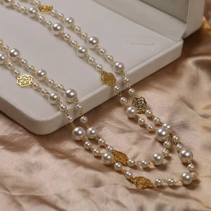 Grand Collier Triple en Perles pour Femme blanc