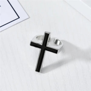 Bague Croix Gothique Noire Homme Chrétienne