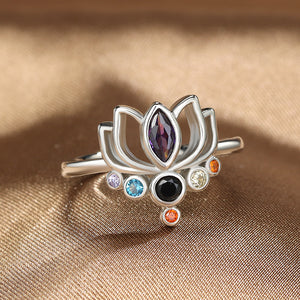 Bague Fleur de Lotus 7 Chakras Femme argent