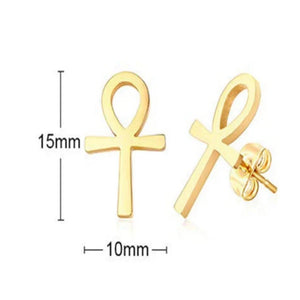 Boucles d'Oreilles Egypte Croix d'Ankh Homme Femme Or