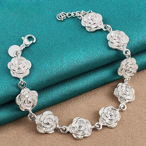 Bracelet Gourmette Fleurs de Rose