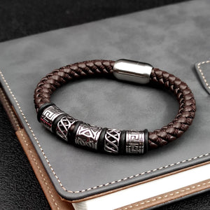 Bracelet en Cuir Style Ancien Viking