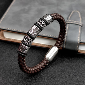 Bracelet en Cuir Style Ancien Viking marron