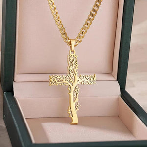 Collier Arbre de Vie Pendentif Femme Croix or