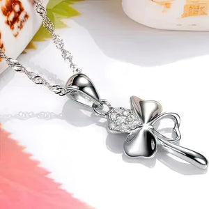 Collier Pendentif Trèfle à 4 Feuilles pour Femme Argent