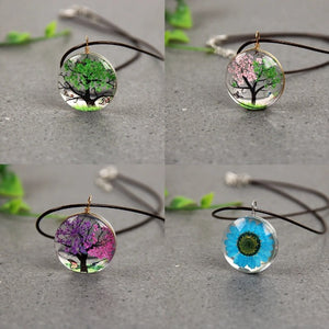 Collier avec Pendentif en Verre Soufflé Arbre de Vie