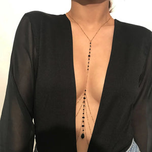 Chaîne de Décolleté Femme Collier Noir or