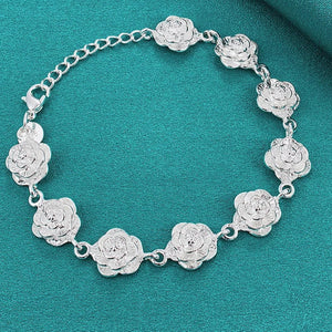 Bracelet Gourmette Fleurs de Rose