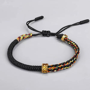 Bracelet Gourmette Tressé Bouddhiste Tibétain noir