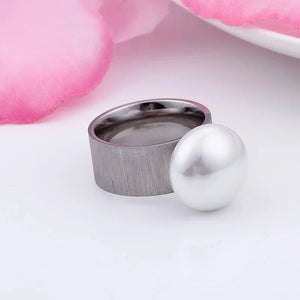 Bague de Style Rétro avec Perle Blanche argent