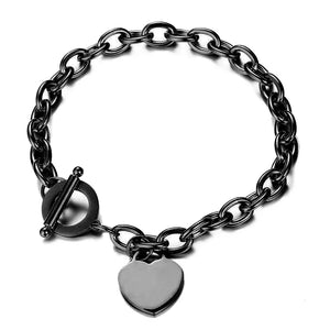 Bracelet Coeur Gourmette Femme noir