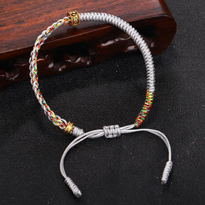 Bracelet Gourmette Tressé Bouddhiste Tibétain gris