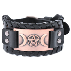 Bracelet Triple Lune en Cuir Sorcellerie Wiccan 8