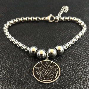 Bracelet Acier Pentacle Sorcellerie Gourmette Wiccan