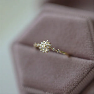 Bague Flocon de Neige Femme Hiver Or