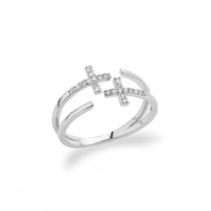 Bague Croix Zircon Chrétienne Femme argent