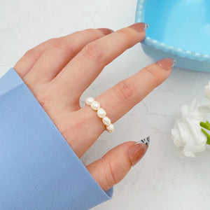 Bague Anneau avec Perles Blanches