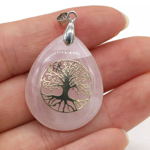 Pendentif Boule Pierre Naturelle Arbre de Vie