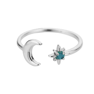 Bague Lune Femme Anneau Astres argent