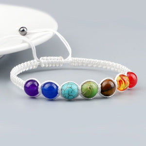 Bracelet 7 Chakras Tressé Gourmette Homme Femme Vraies Pierres