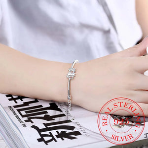 Bracelet Gourmette Argent Double Chat