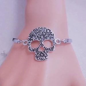 Bracelet Tête de Mort Pour Femme argent