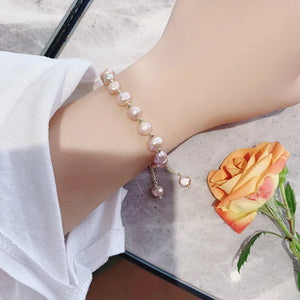 Bracelet Gourmette en Perles Roses