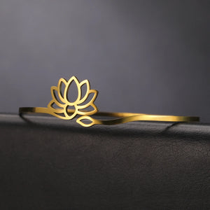 Bracelet Rigide Fleur de Lotus Femme or