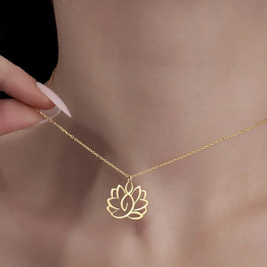 Collier Pendentif Femme Fleur de Lotus or