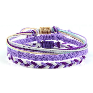 Bracelet de Chance Tibétain Tressé 9 Coloris violet