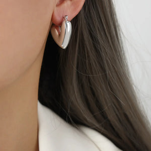 Boucles d'Oreilles Créoles Coeur argent