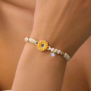 Bracelet Gourmette Fleur de Marguerite jaune