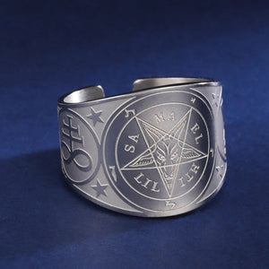 Bague Pentagrame Tetragramme Witchcraft Sorcellerie argent