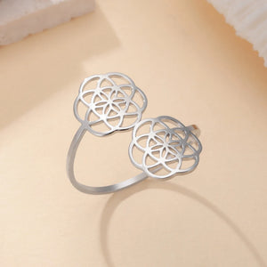 Bague Graine de Vie Femme Fleur Mandala argent