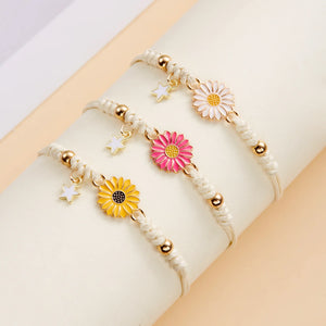 Bracelet Gourmette Fleur de Marguerite rose