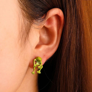 Boucles d'Oreilles pour Femme Grenouille vert