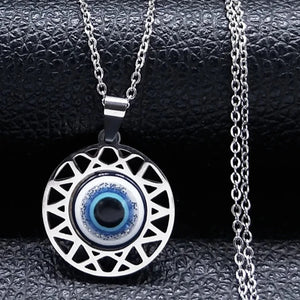 Collier Et Boucles D'Oreilles Avec Pendentif Mauvais Oeil Bleu Turc collier