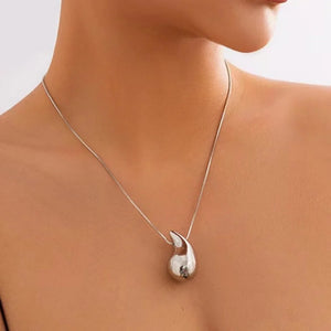 Collier Pendentif Goutte d'Eau Asymétrique argent