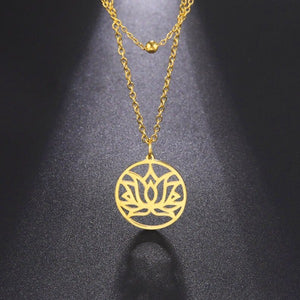 Collier Bouddhiste Fleur de Lotus or