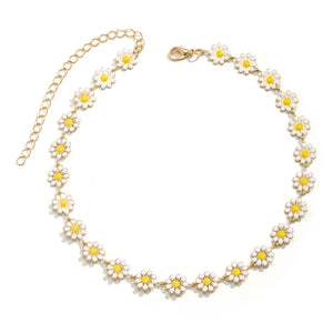 Collier Ras de Cou Pendentif Fleurs de Marguerite