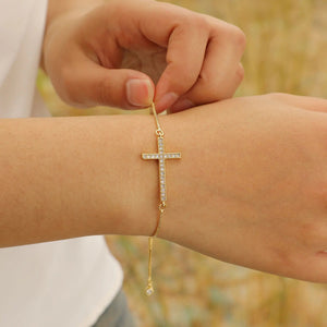 Bracelet Croix Chrétienne Zircon Femme