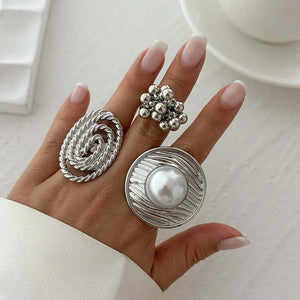 Bague de Style Baroque avec Perle Blanche argent