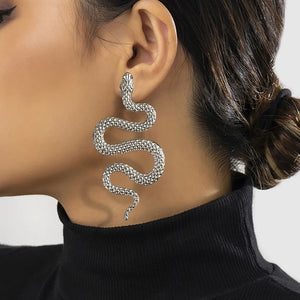 Boucles D'Oreilles Longues Serpent argent