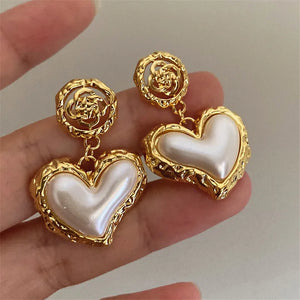 Boucles d'Oreilles Pendantes Coeur Femme or