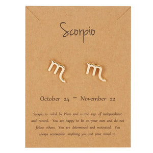 Boucles d'Oreilles Signe du Zodiaque 12 Constellations scorpion